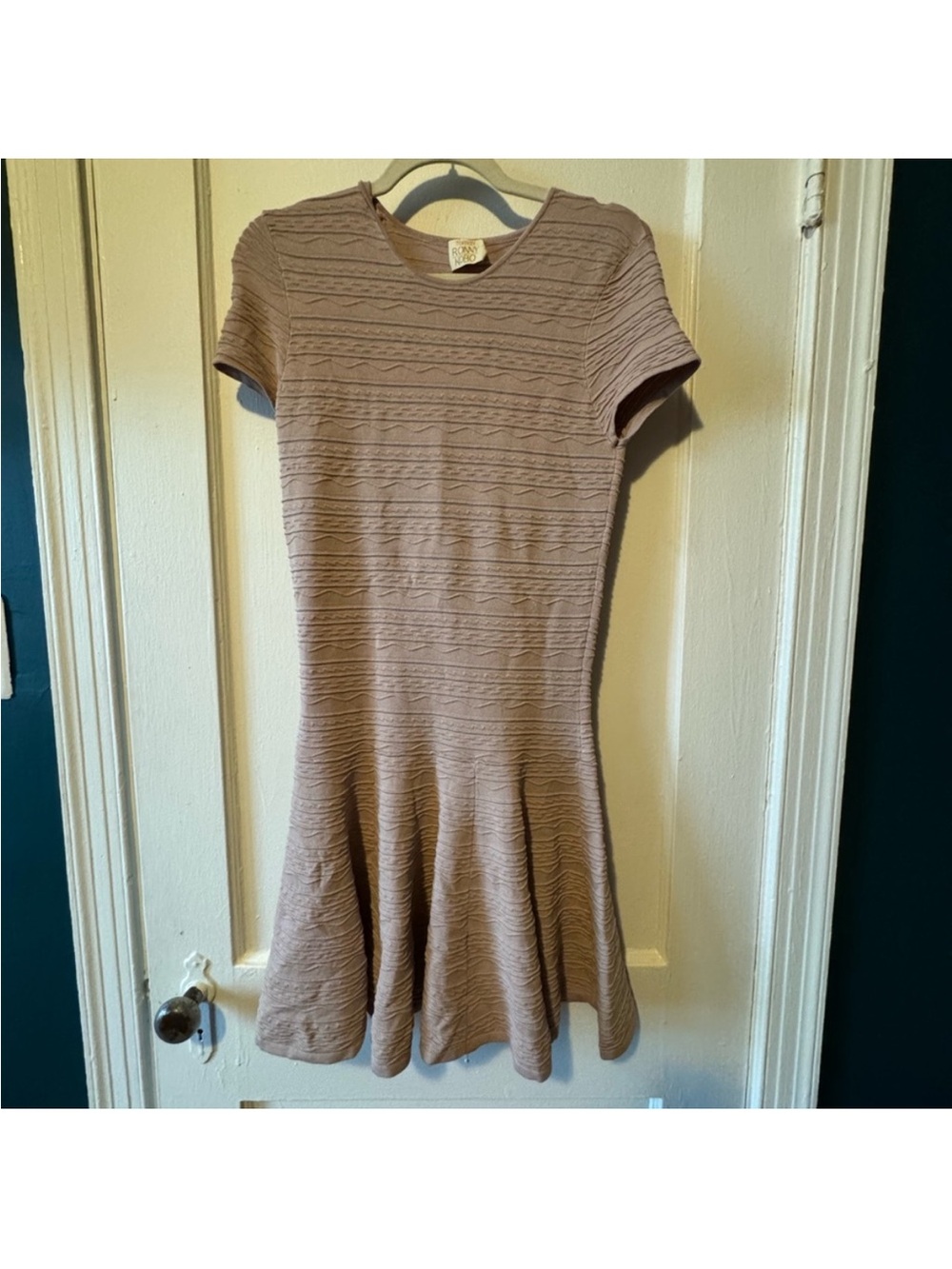 Ronny Kobo Textured Fit-and-Flare Dress - Taupe